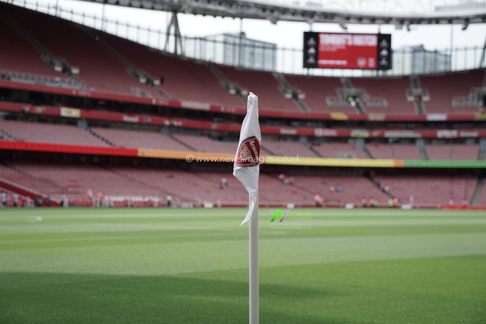 View of the Emirates Stadium Corner flag ahead of the Pre-season friendly match Arsenal vs Villarreal at Emirates Stadium, London, United Kingdom, 6th August 2025

(Photo by Harvey Murphy/News Images)