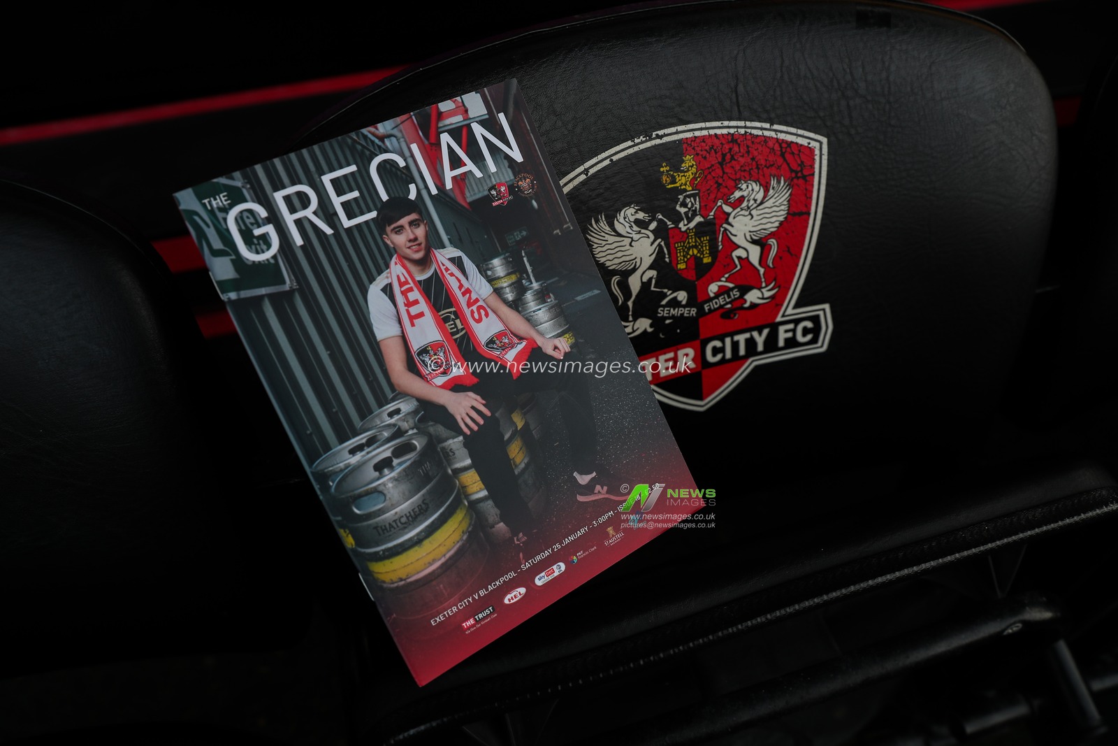 Joel Colwill of Exeter City on the front cover of todayâ€™s match day programme ahead of the Sky Bet League 1 match Exeter City vs Blackpool at St James' Park, Exeter, United Kingdom, 25th January 2025

(Photo by Gareth Evans/News Images)