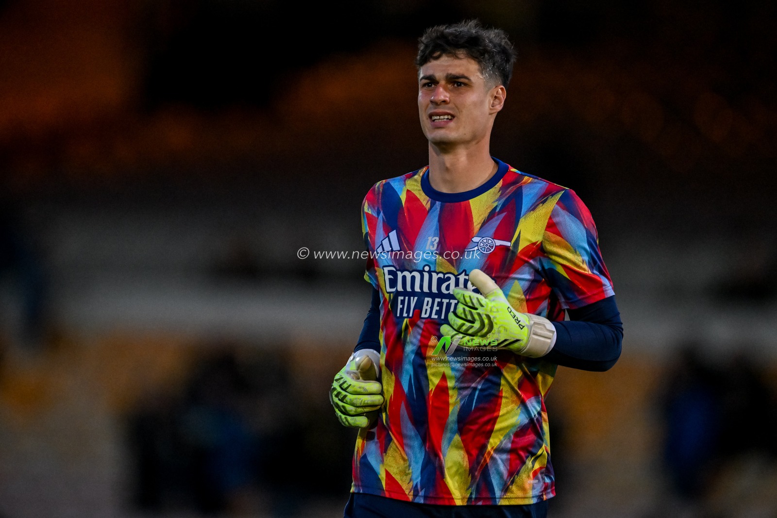 Kepa Arrizabalaga of Arsenal  warms up prior to the Carabao Cup Round 3 match Port Vale vs Arsenal at Vale Park, Burslem, United Kingdom, 24th September 2025

(Photo by Adam Gee/News Images)