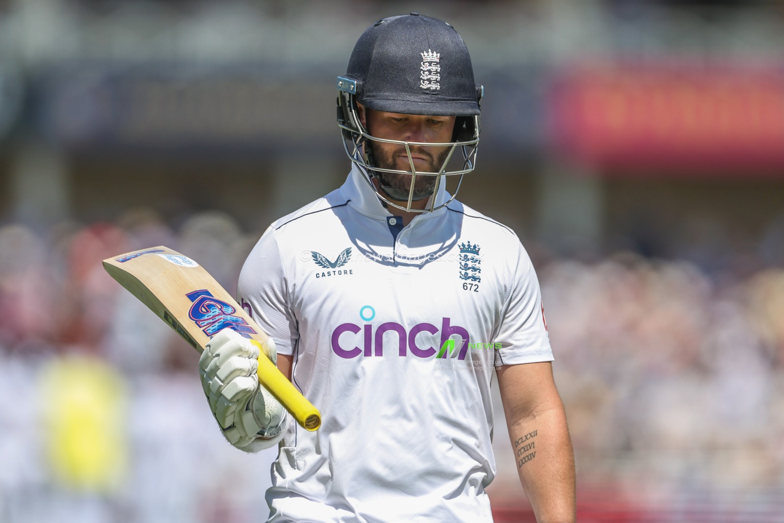 A dejected Ben Duckett of England leaves the field of play after he hits the ball into the hands of Jason Holder of West Indies during the 2nd Rothesay Test Match match England vs West Indies at Trent Bridge, Nottingham, United Kingdom, 18th July 2024

(Photo by Mark Cosgrove/News Images)