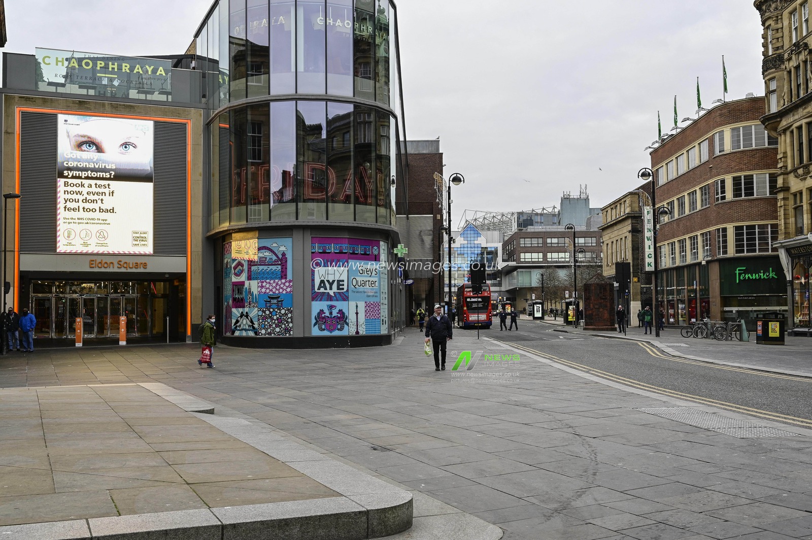 Eldon Square, Blackett Street, in Newcastle upon Tyne, is very quiet on Black Friday due to National Lockdown restrictions