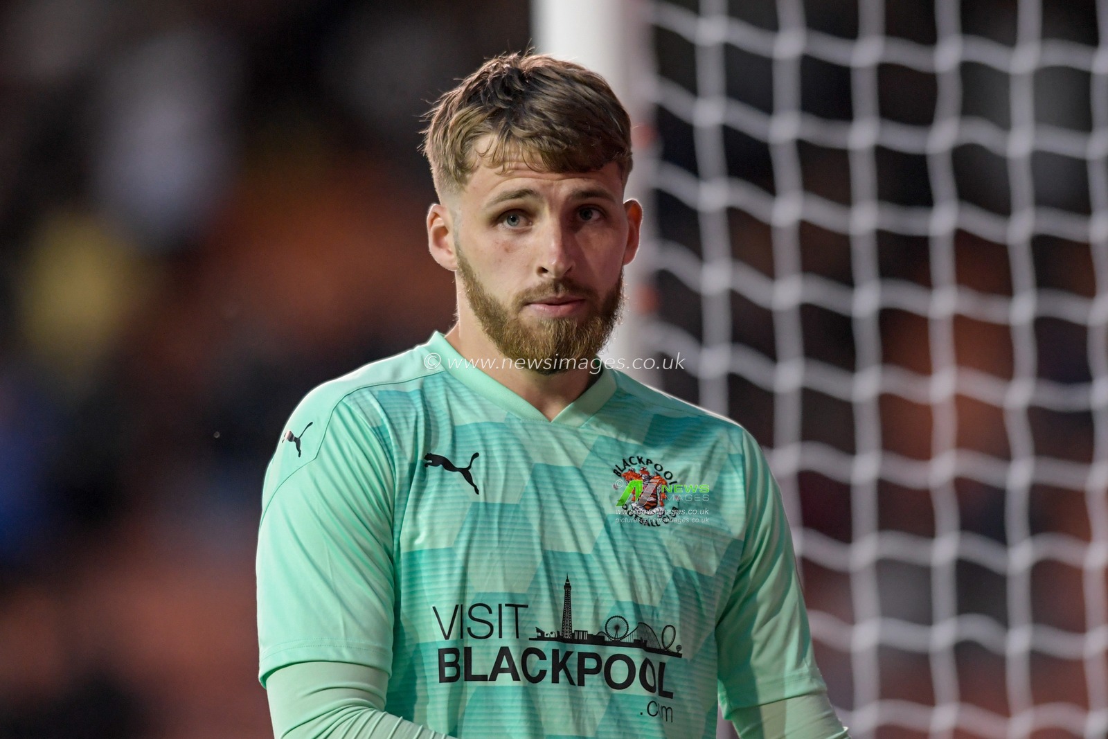 Daniel Grimshaw of Blackpool in action during the game