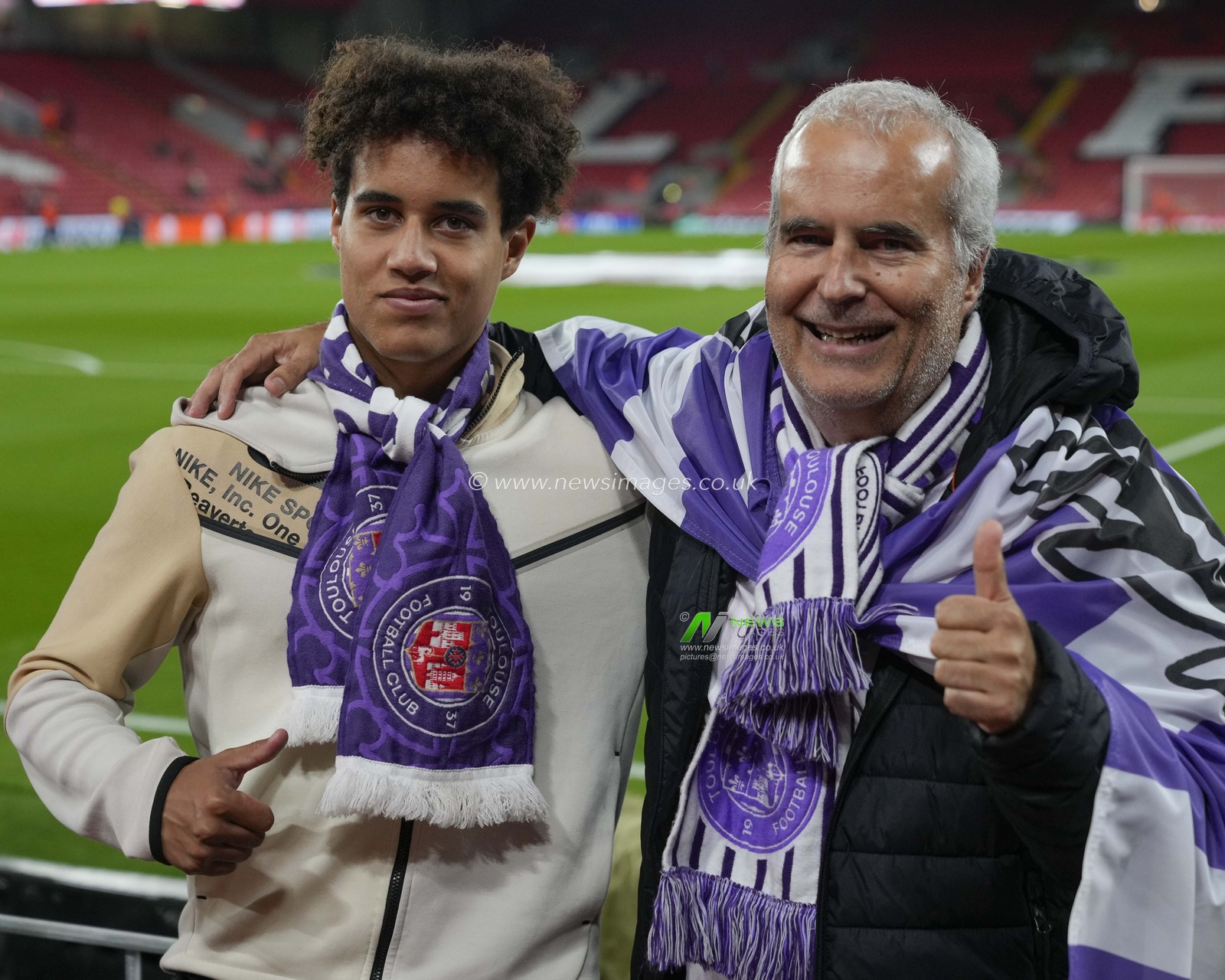 Toulouse fans before the UEFA Europa League match Liverpool vs Toulouse at Anfield, Liverpool, United Kingdom, 26th October 2023

(Photo by Steve Flynn/News Images)