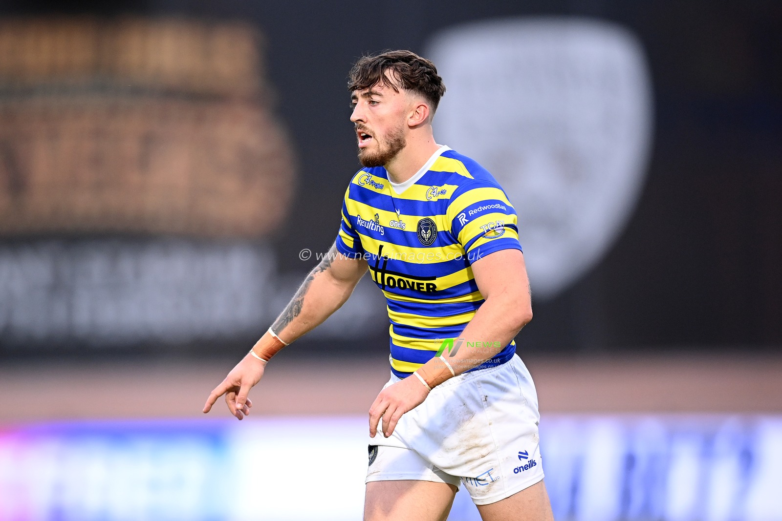 Matty Ashton of Warrington Wolves during the Betfred Super League round 22 match Bradford Bulls vs Warrington Wolves at Odsal Stadium, Bradford, United Kingdom on 08 August 2026

(Photo by Ben Roberts/News Images)