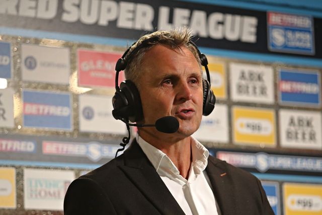 Paul Rowley, Head Coach of Salford Red Devils is interviewed by Sky Sports after the Betfred Super League round 17 match Salford Red Devils vs Warrington Wolves at Salford Community Stadium, Eccles, United Kingdom, 4th July 2025(Photo by Sam Eaden/News Images)