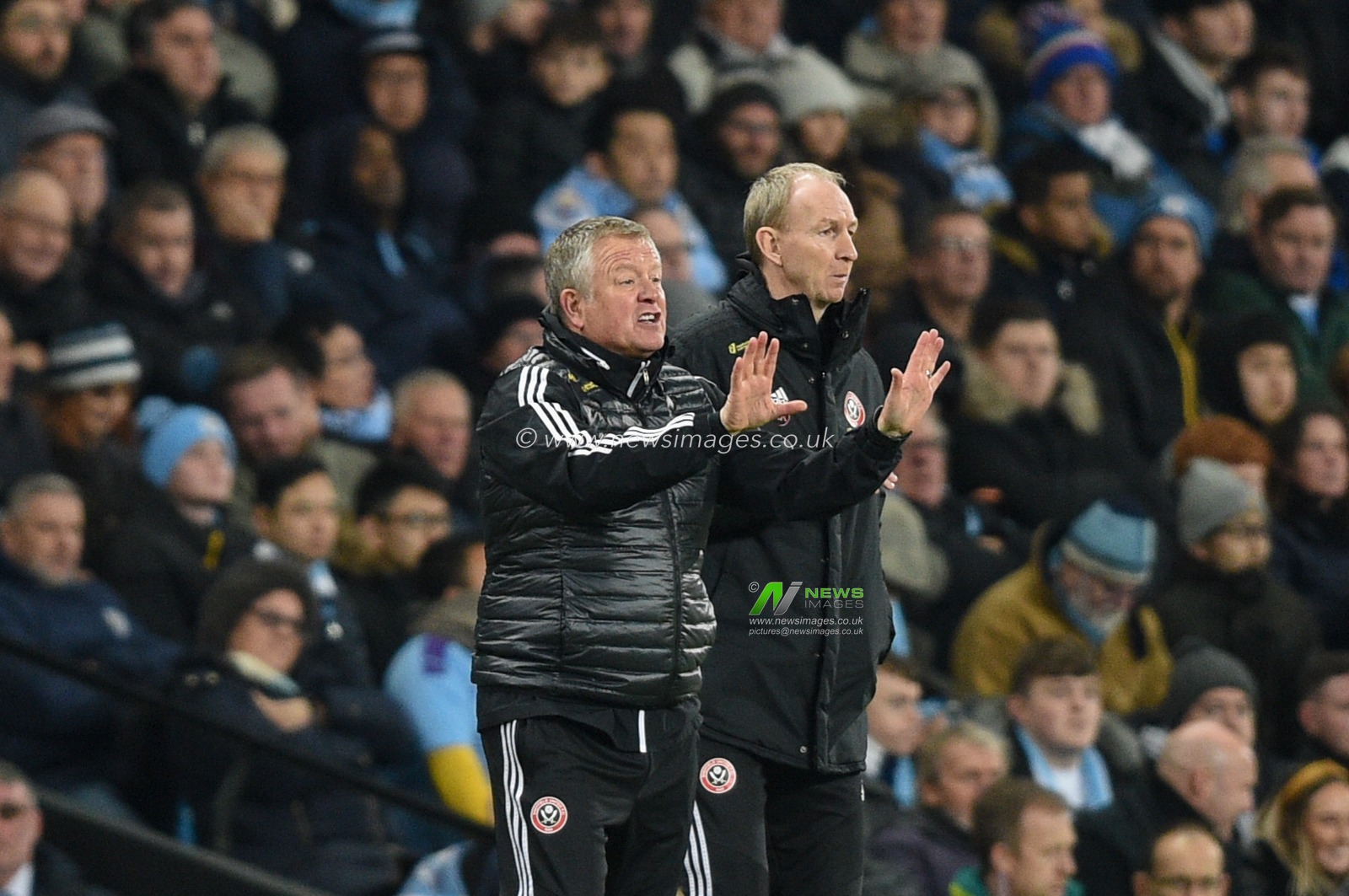 29th December 2019, Etihad Stadium, Manchester, England; Premier League, Manchester City v Sheffield United : Chris Wilder manager of Sheffield United gives instuctions

Credit: Richard Long/News Images