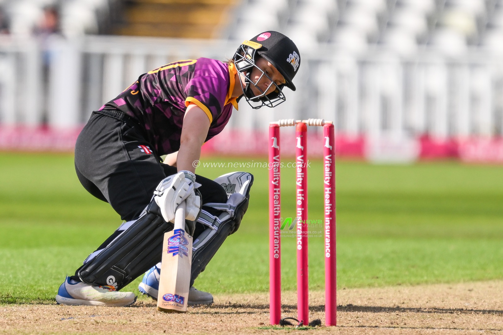 Amy Jones of Central Sparks reaches for the crease during the Charlotte Edwards Cup match Central Sparks vs Lancashire Thunder at Edgbaston, Birmingham, United Kingdom, 14th June 2024

(Photo by Craig Thomas/News Images)