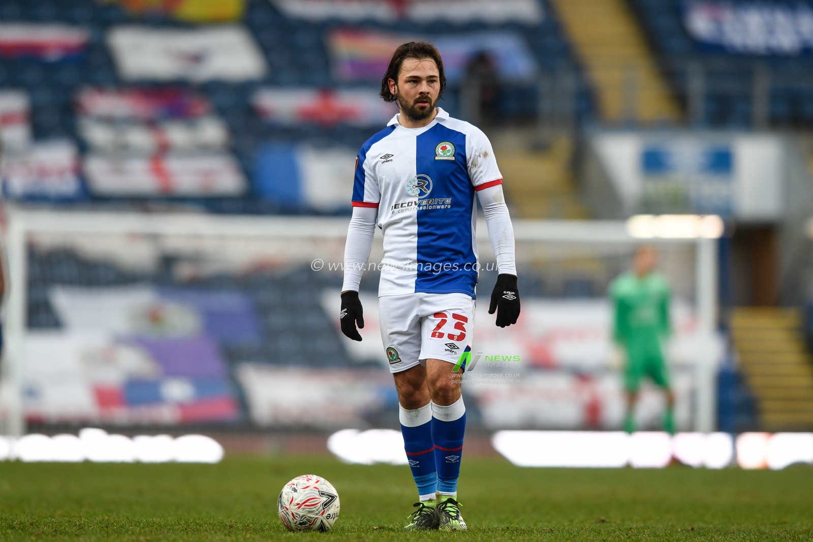 Bradley Dack #23 of Blackburn Rovers prepares to take a free kick