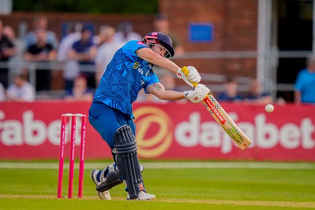Caleb Jewell  bats during the Vitality Blast T20 match between Derbyshire Falcons and Durham Cricket at The Central Co-Op County Ground, Derby, United Kingdom on 22 May 2026

(Photo by Maynard Manyowa/News Images)
