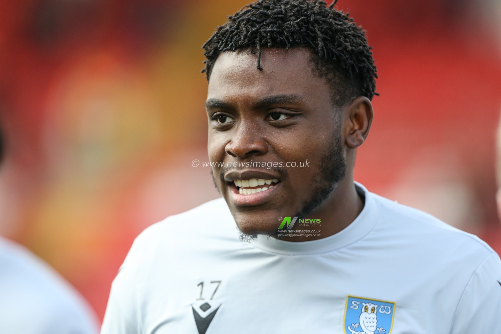 Fisayo Dele-Bashiru #17 of Sheffield Wednesday warms up during the Sky Bet League 1 match Lincoln City vs Sheffield Wednesday at Gelder Group Sincil Bank Stadium, Lincoln, United Kingdom, 22nd October 2022

(Photo by Arron Gent/News Images)