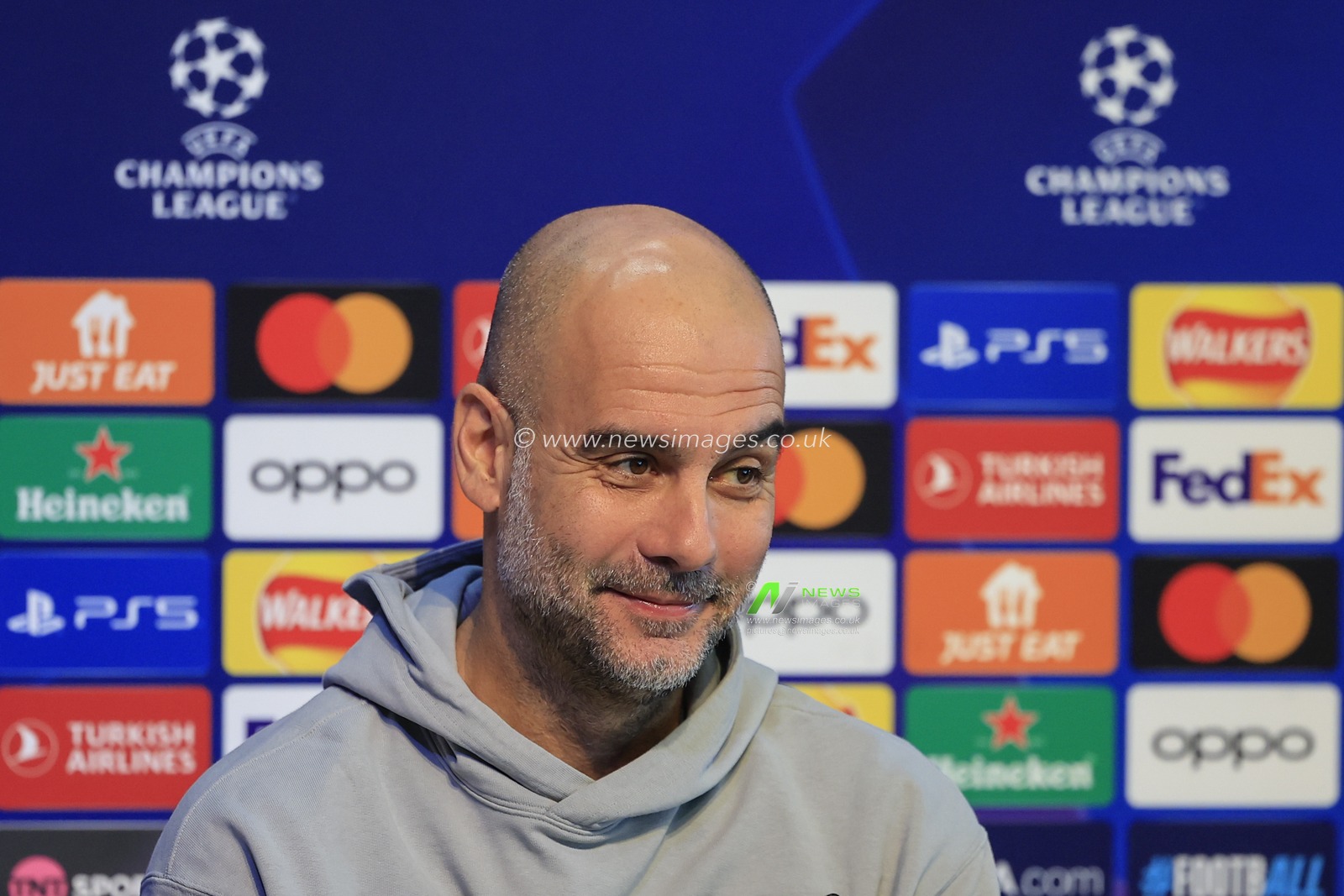 Pep Guardiola answering questions during the Press Conference - UEFA Champions League Manchester City vs Young Boys at the Joie Stadium, Manchester, United Kingdom, 6th November 2023

(Photo by Conor Molloy/News Images)