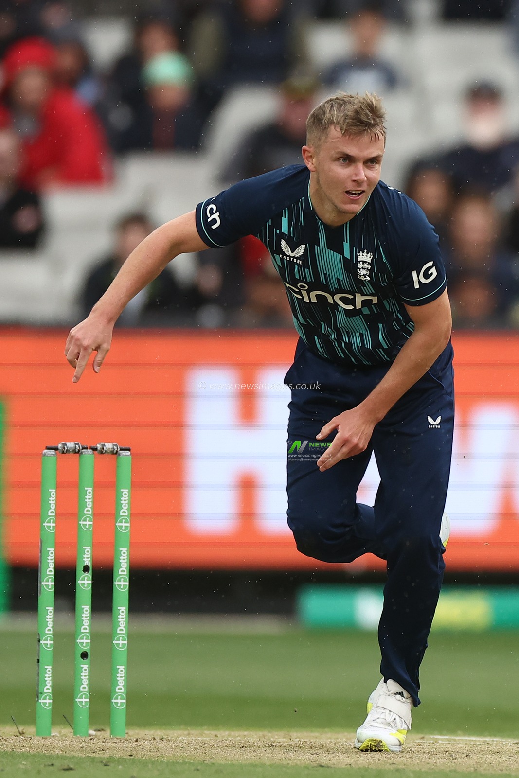 Sam Curran of England bowls during the Dettol ODI Series match Australia vs England at Melbourne Cricket Ground, Melbourne, Australia, 22nd November 2022

(Photo by Patrick Hoelscher/News Images)