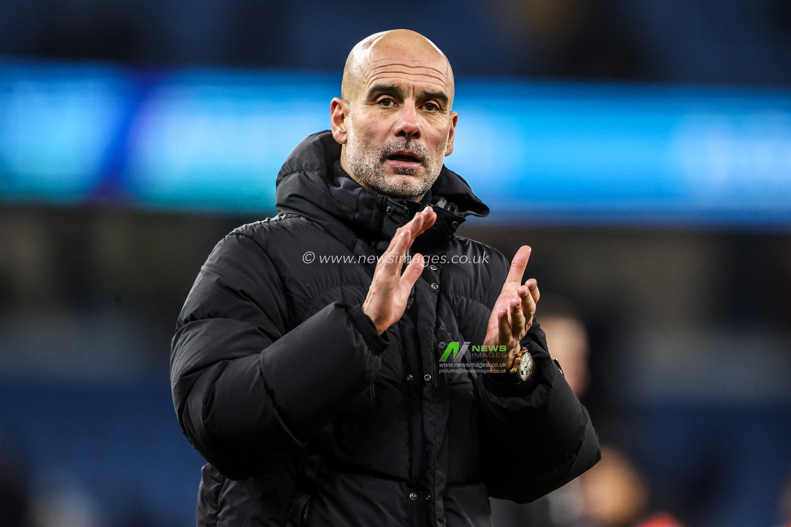 Pep Guardiola manager of Manchester City applauds the fans after the game during the Premier League match Manchester City vs Brighton and Hove Albion at Etihad Stadium, Manchester, United Kingdom, 7th January 2026

(Photo by Alfie Cosgrove/News Images)

*** GER AUT SUI OUT ***