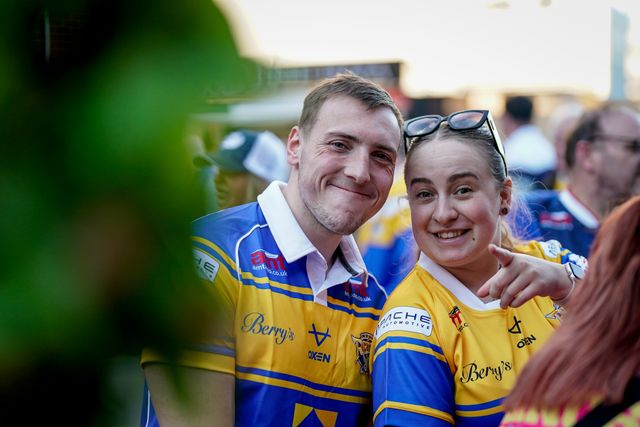 Leeds Rhinos fans interact prior to kick off during the Betfred Super League round 9 match Leeds Rhinos vs Catalans Dragons at AMT Headingley Stadium, Leeds, United Kingdom on 24 April 2026

(Photo by Maynard Manyowa/News Images)