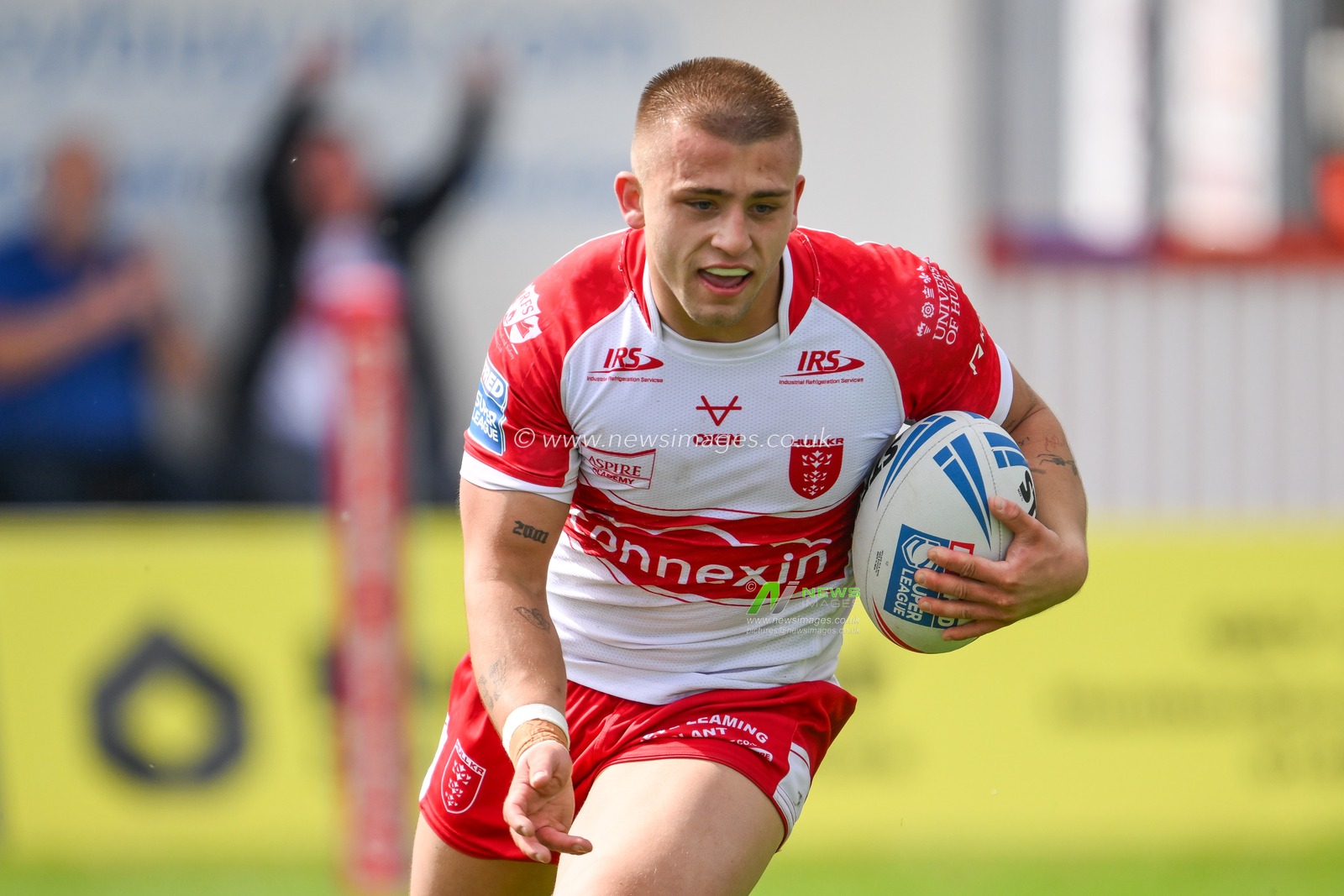 Mikey Lewis of Hull KR goes over for a try during the Betfred Super League Round 10 match Hull KR vs St Helens at Sewell Group Craven Park, Kingston upon Hull, United Kingdom, 4th May 2024

(Photo by Craig Thomas/News Images)