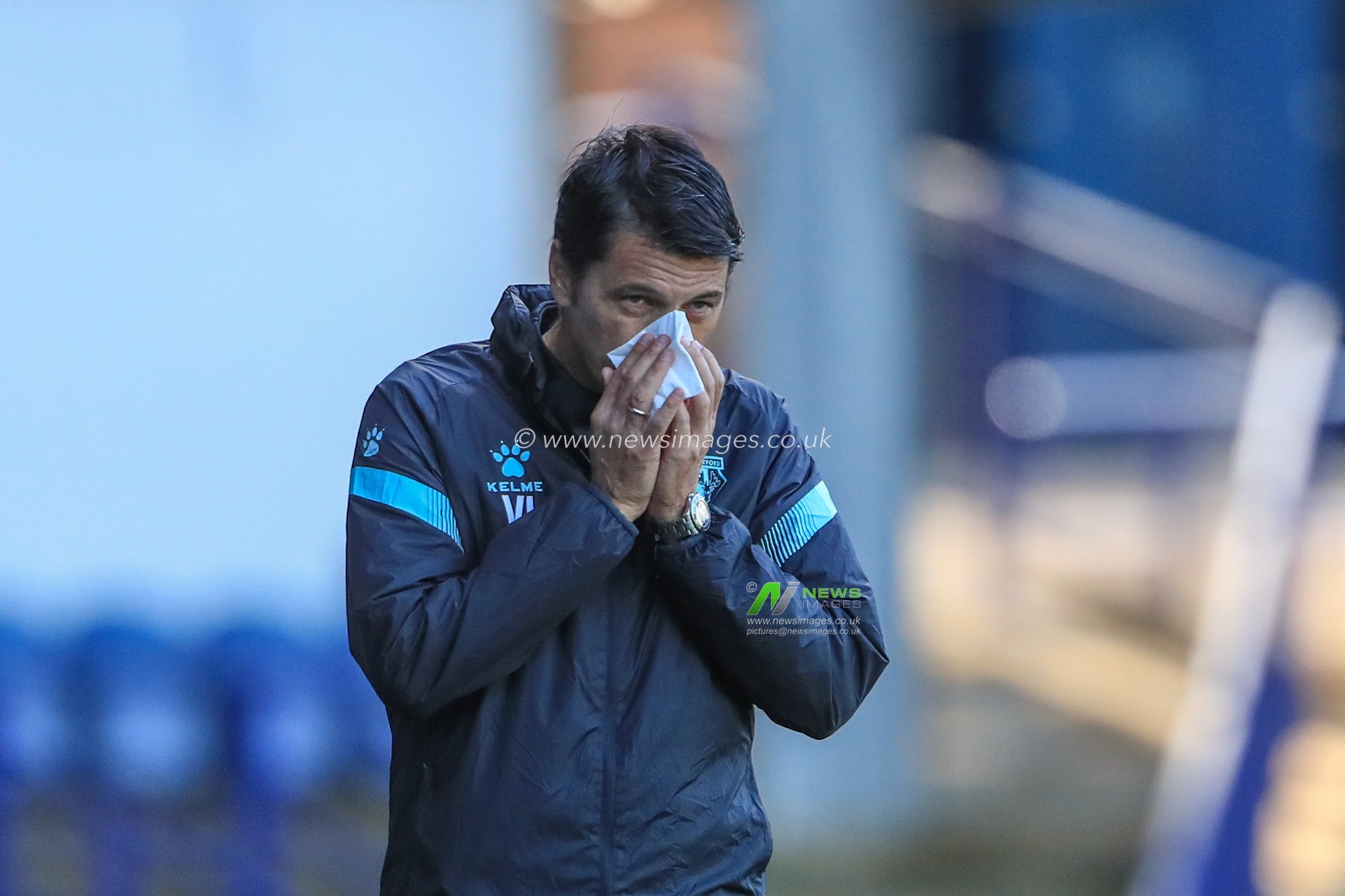 Vladimir Ivic manager of Watford blows his nose