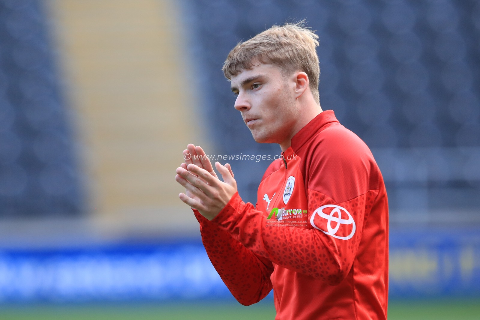 Luca Connell #48 of Barnsley in the pregame warmup session during the Pre-season friendly match Hull City vs Barnsley at MKM Stadium, Hull, United Kingdom, 18th July 2023

(Photo by Alfie Cosgrove/News Images)