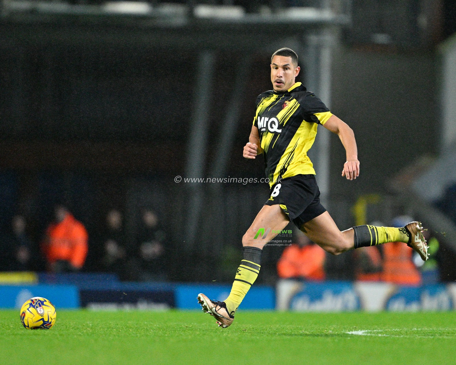 Jake Livermore 8# of Watford Football Club on the ball, during the Sky Bet Championship match Blackburn Rovers vs Watford at Ewood Park, Blackburn, United Kingdom, 23rd December 2023

(Photo by Cody Froggatt/News Images)