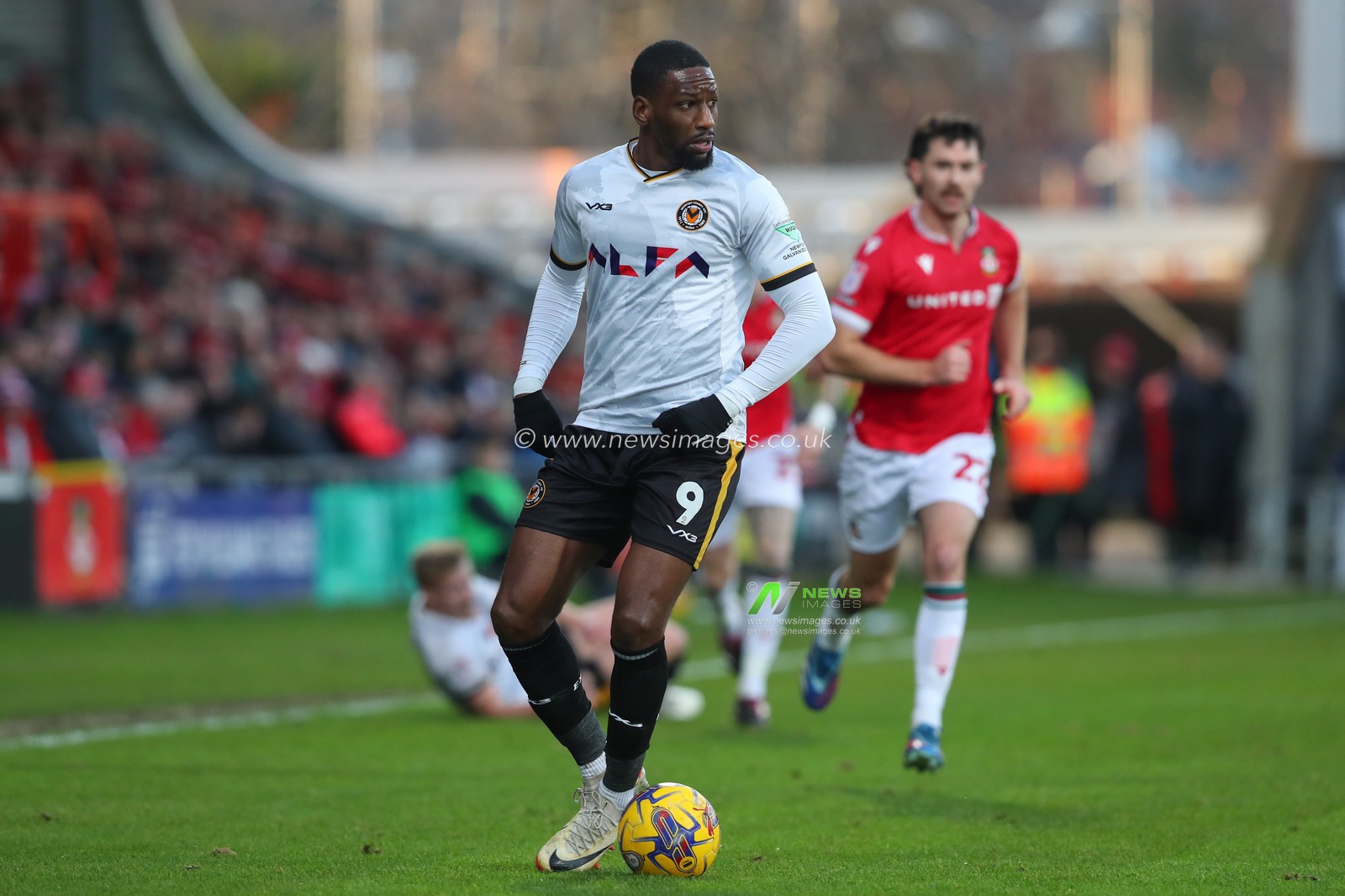 Omar Bogle #9 of Newport County in action during the Sky Bet League 2 match Wrexham vs Newport County at SToK Cae Ras, Wrexham, United Kingdom, 23rd December 2023

(Photo by Gareth Evans/News Images)