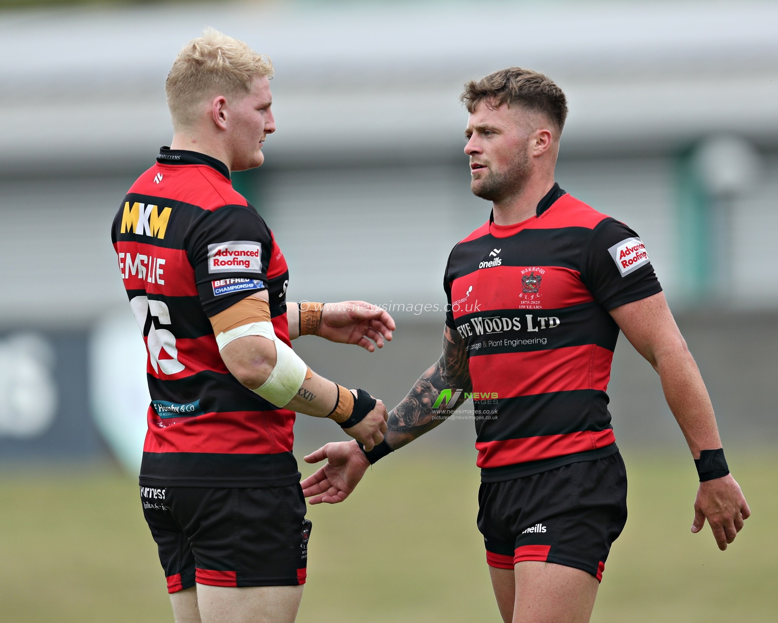 Charlie Emslie of Barrow Raiders and Ryan Johnston of Barrow Raiders after the Betfred Championship match Hunslet RLFC vs Barrow Raiders at South Leeds Stadium, Leeds, United Kingdom, 22nd June 2025

(Photo by Sam Eaden/News Images)
