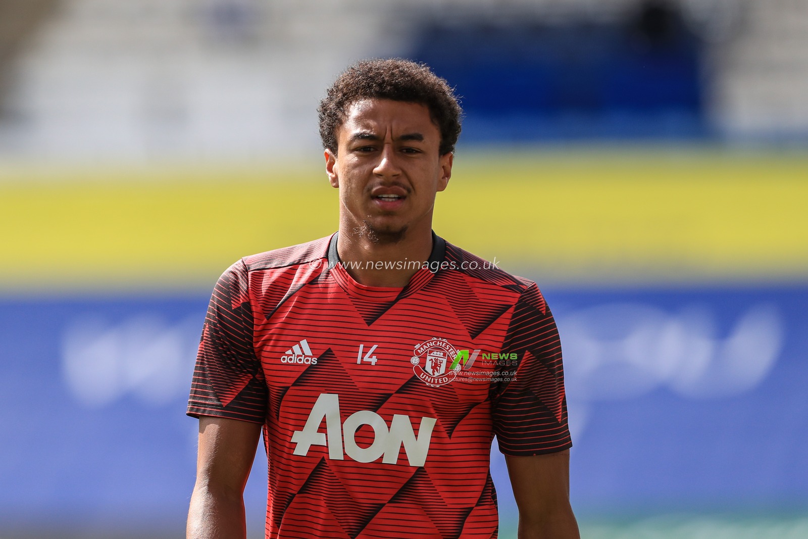 Jesse Lingard (14) of Manchester United during the pre-game warmup