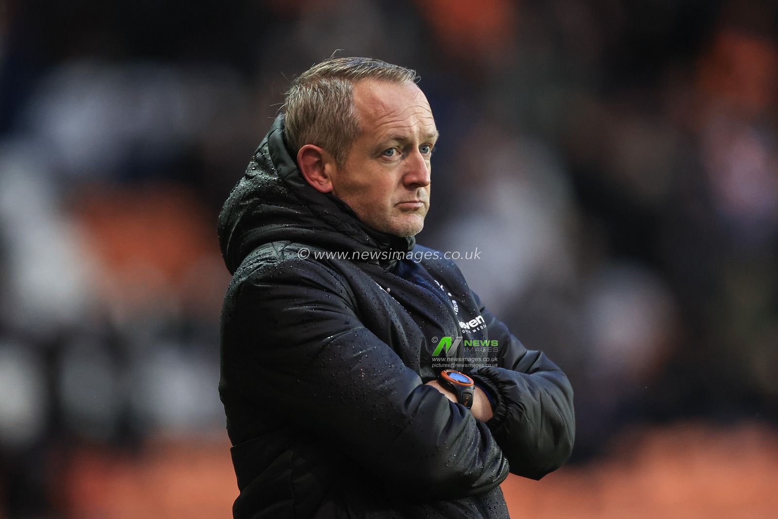 Neil Critchley head Coach of Blackpool during the game