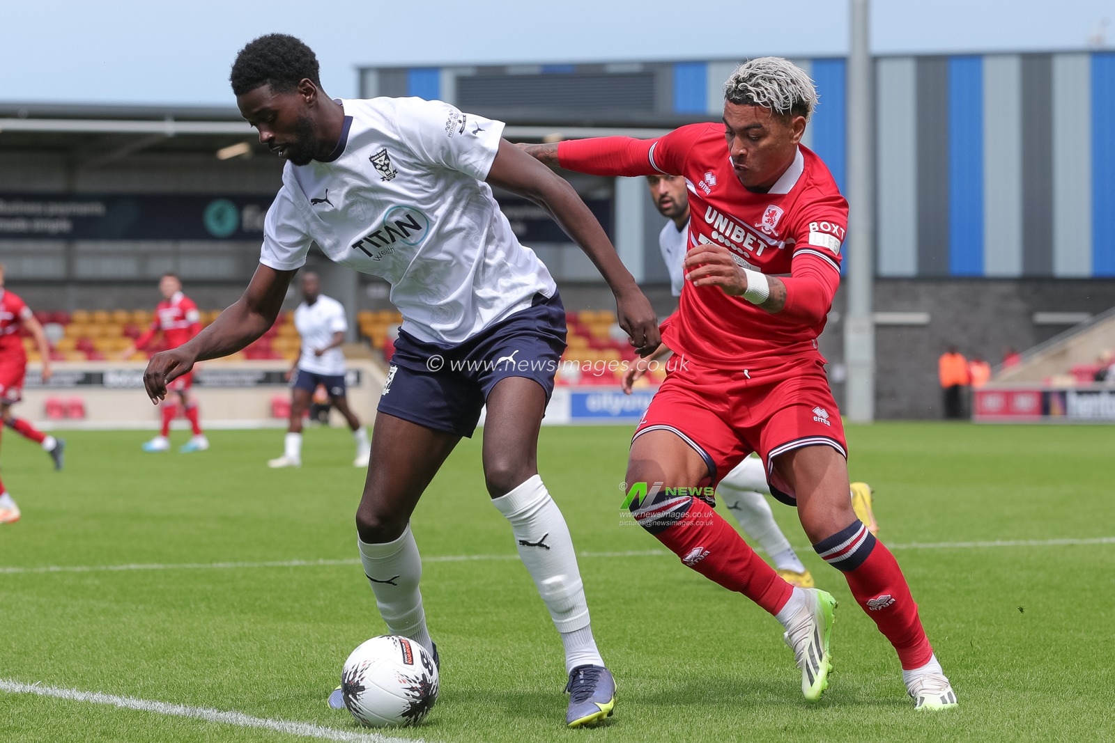 Morgan Rogers of Middlesbrough in action during the Pre-season friendly match York City vs Middlesbrough at LNER Community Stadium, York, United Kingdom, 15th July 2023

(Photo by James Heaton/News Images)