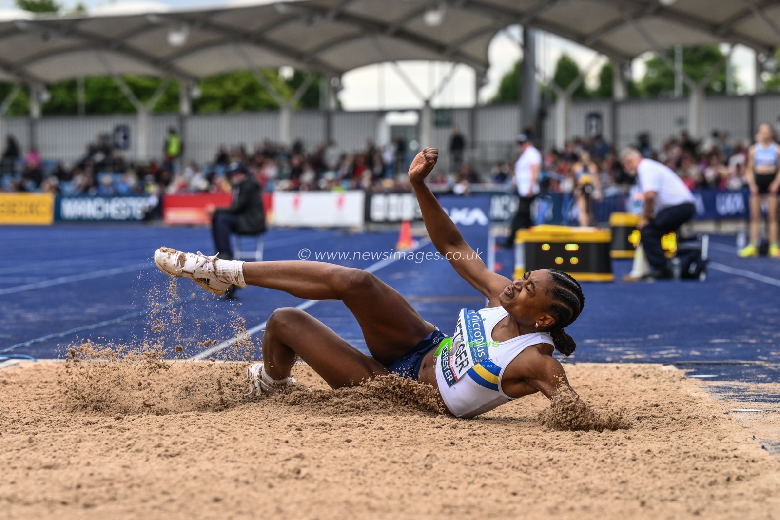 Metzger in the womenâ€™s triple jump final during the Microplus UK Athletics Championships Day 1 at Manchester Regional Arena, Manchester, United Kingdom, 29th June 2024

(Photo by Craig Thomas/News Images)