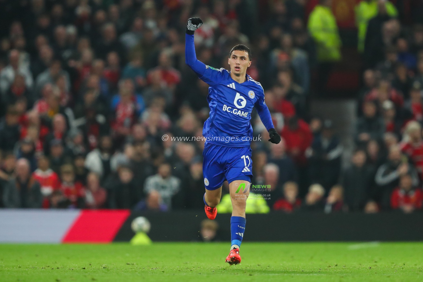 Bilal El Khannouss of Leicester City celebrates his goal to make it 2-1 during the Carabao Cup Last 16 match Manchester United vs Leicester City at Old Trafford, Manchester, United Kingdom, 30th October 2024

(Photo by Gareth Evans/News Images)
