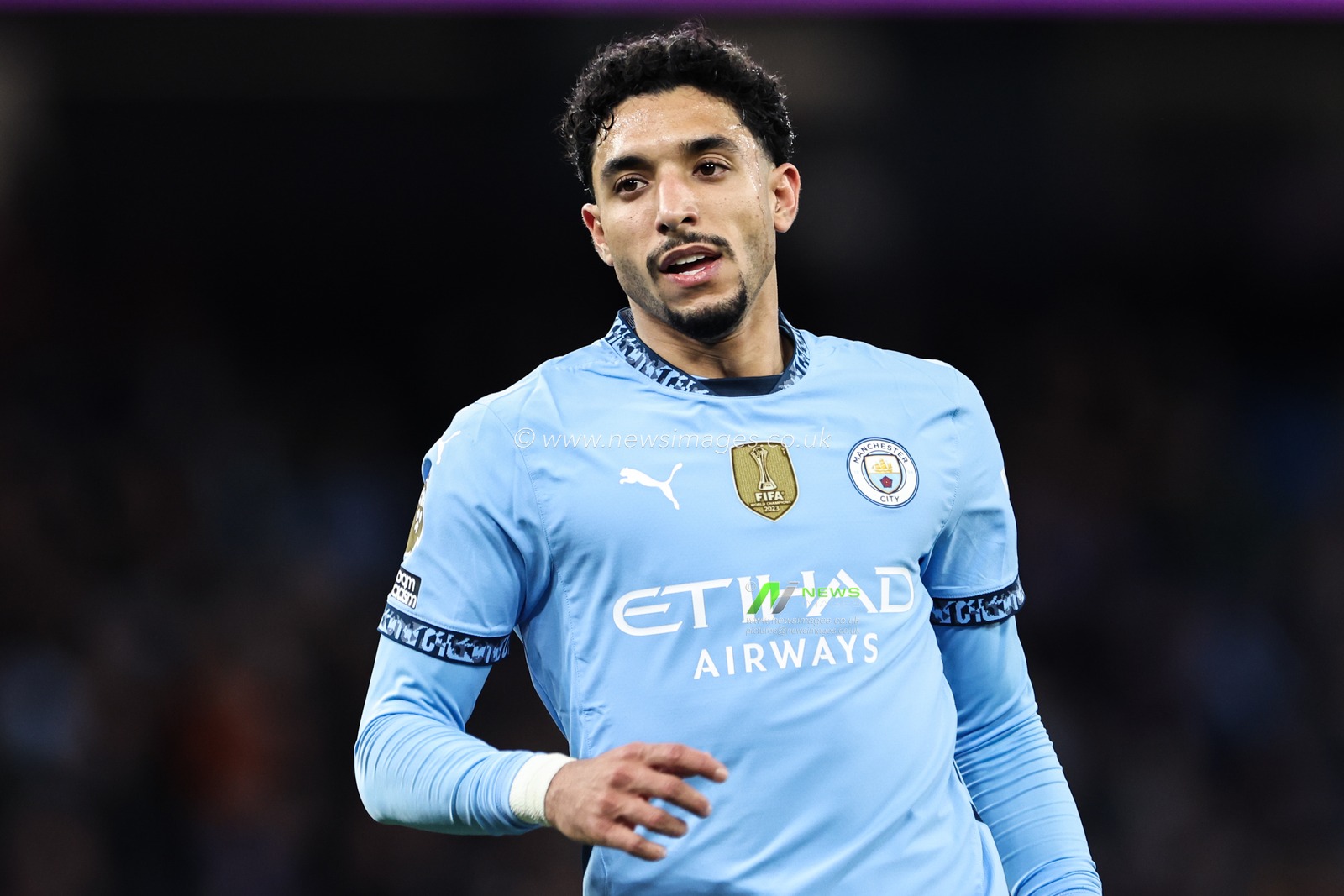 Omar Marmoush of Manchester City during the Premier League match Manchester City vs Leicester City at Etihad Stadium, Manchester, United Kingdom, 2nd April 2025

(Photo by Mark Cosgrove/News Images)