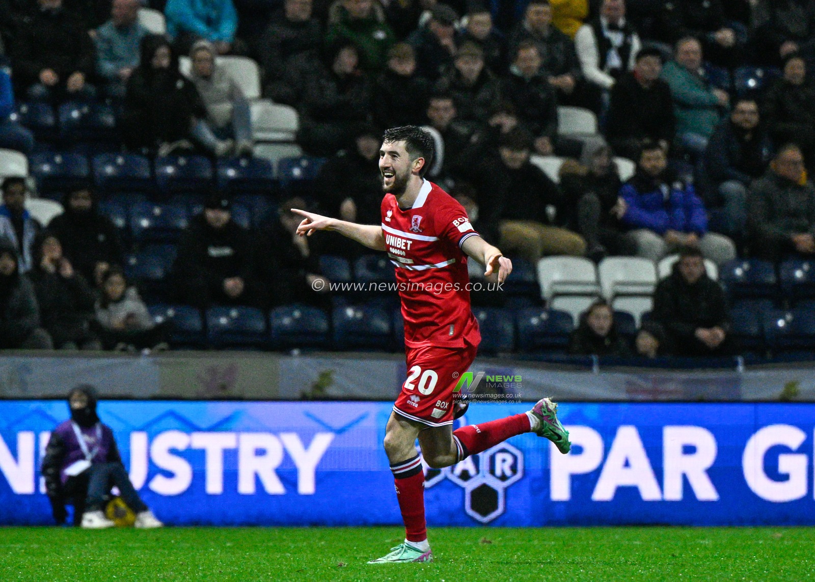 Finn Azaz of Middlesbrough celebrates his goal to make it 1-1, during the Sky Bet Championship match Preston North End vs Middlesbrough at Deepdale, Preston, United Kingdom, 14th February 2024

(Photo by Cody Froggatt/News Images)