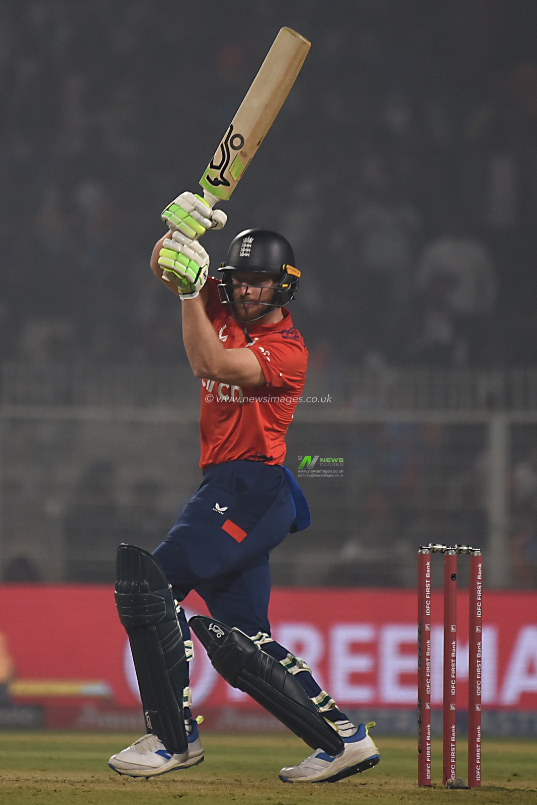 England's captain Jos Buttler plays a shot during the first T20 cricket match between India and England at Eden Gardens in Kolkata, India, Wednesday, Jan. 22, 2025.Pictures by Debajyoti Chakraborty.(Photo: Debajyoti Chakraborty/News Images)