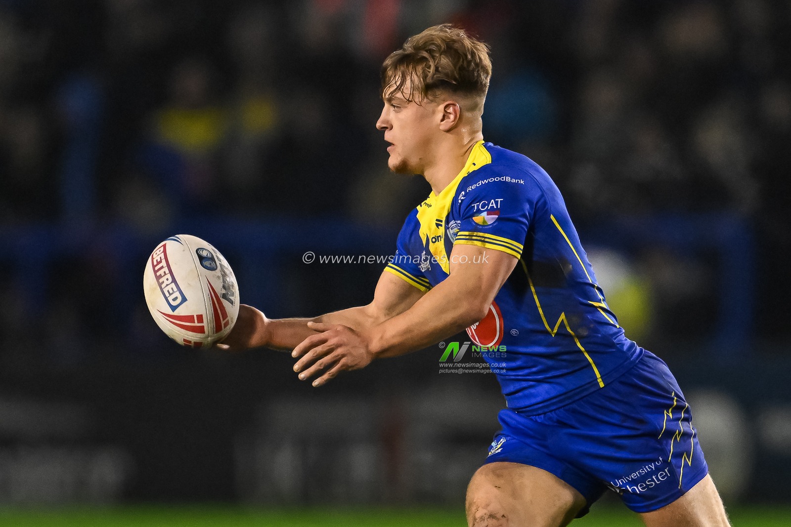 Leon Hayes of Warrington Wolves in action during the Betfred Super League Round 2 match Warrington Wolves vs Hull FC at Halliwell Jones Stadium, Warrington, United Kingdom, 23rd February 2024

(Photo by Craig Thomas/News Images)