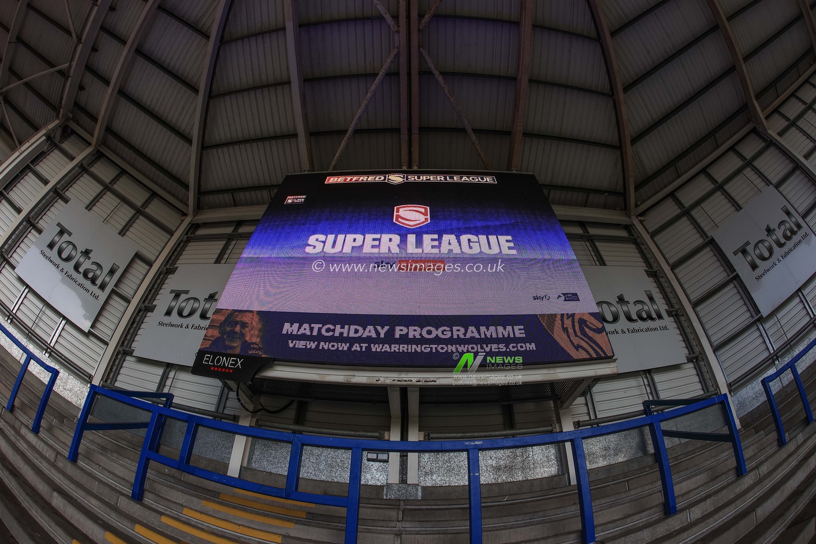 The large screen tv at The Halliwell Jones Stadium
