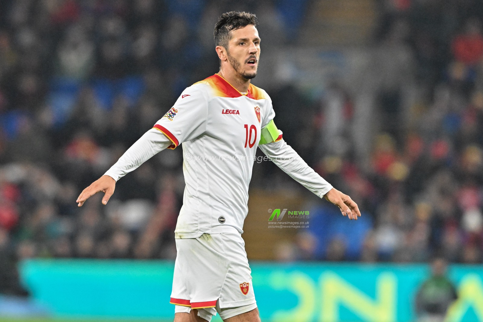 Stevan JovetiÄ‡ of Montenegro during the UEFA Nations League - League B - Group 4 match Wales vs Montenegro at Cardiff City Stadium, Cardiff, United Kingdom, 14th October 2024

(Photo by Cody Froggatt/News Images)