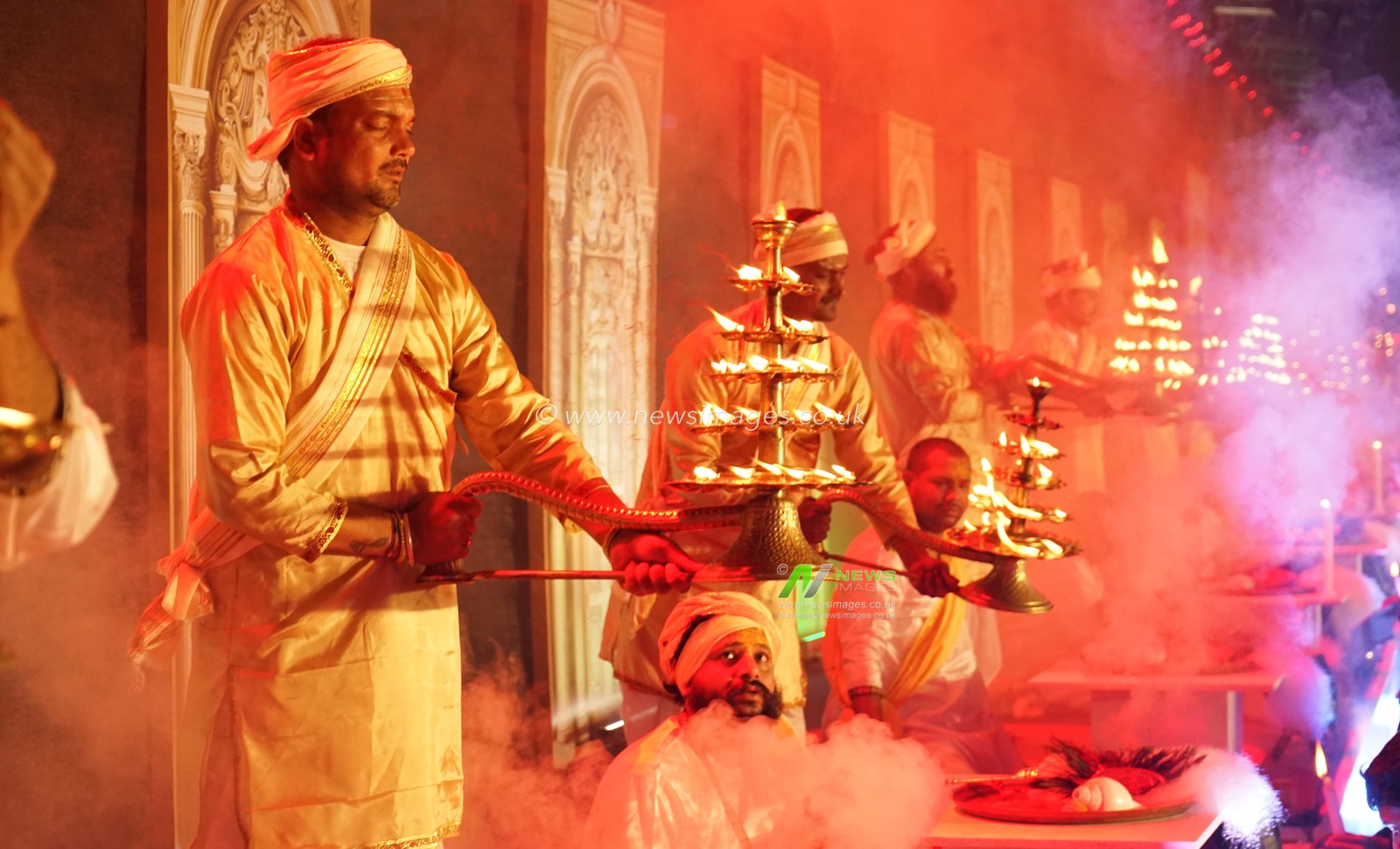 Hindu priest perform Sagar Arati during the Gangasagar Mela and  Makar Sankranti festival at Sagar Island, around 150 kms south of Kolkata on January 12, 2025.Pictures by Debajyoti Chakraborty.(Photo: Debajyoti Chakraborty/News Images)