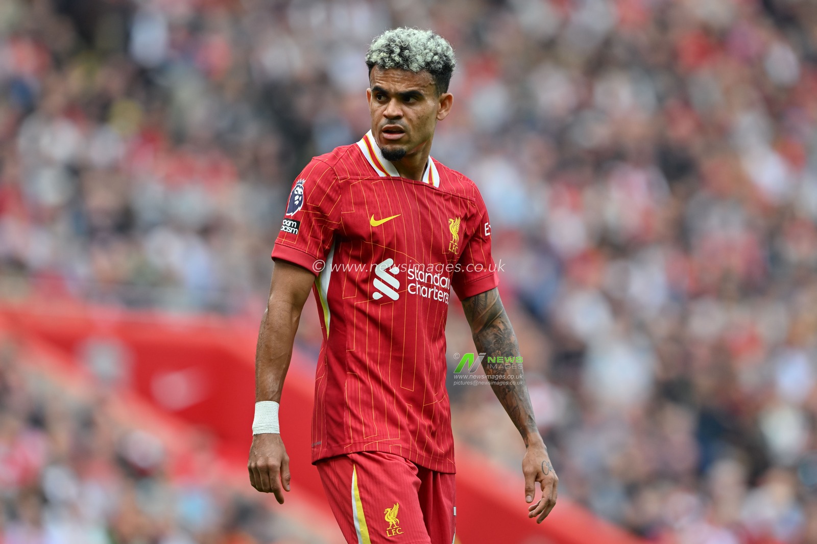 Luis DÃ­az of Liverpool during the Premier League match Liverpool vs Bournemouth at Anfield, Liverpool, United Kingdom, 21st September 2024

(Photo by Cody Froggatt/News Images)