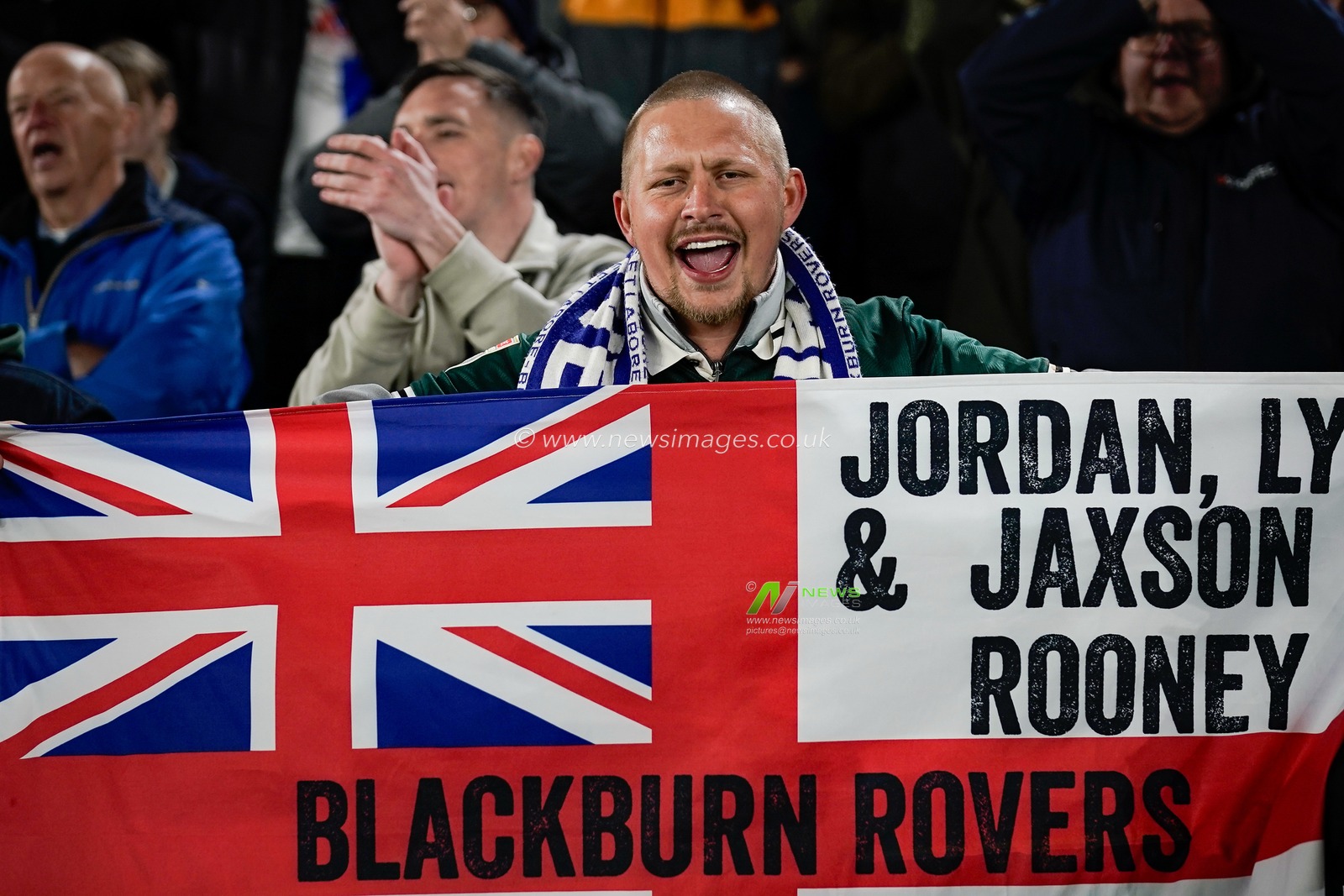 Blackburn fans celebrate their team victory during the Sky Bet Championship match Sheffield United vs Blackburn Rovers at Bramall Lane, Sheffield, United Kingdom on 22 April 2026

(Photo by Maynard Manyowa/News Images)