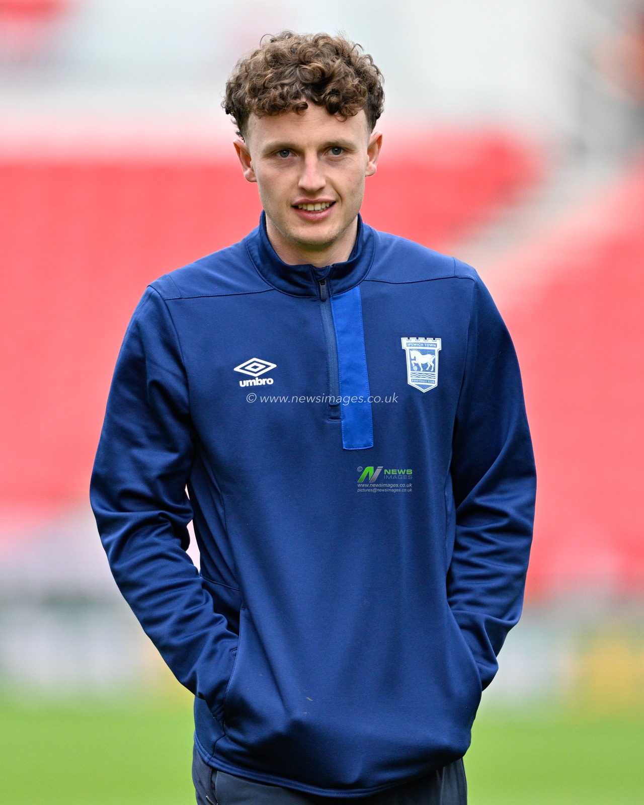 Nathan Broadhead of Ipswich Town inspects the pitch ahead of the match, during the Sky Bet Championship match Stoke City vs Ipswich Town at Bet365 Stadium, Stoke-on-Trent, United Kingdom, 1st January 2024

(Photo by Cody Froggatt/News Images)