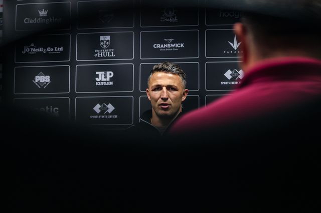 Sam Burgess manager of Warrington Wolves speaks in the post match press conference during the Betfred Super League round 25 match Hull FC vs Warrington Wolves at MKM Stadium, Hull, United Kingdom on 29 August 2026

(Photo by Alfie Cosgrove/News Images)