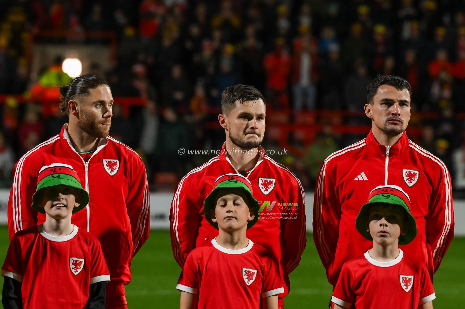 Liam Cullen of Wales during the National Anthems during the International Friendly match Wales vs Gibraltar at SToK Cae Ras, Wrexham, United Kingdom, 11th October 2023

(Photo by Craig Thomas/News Images)