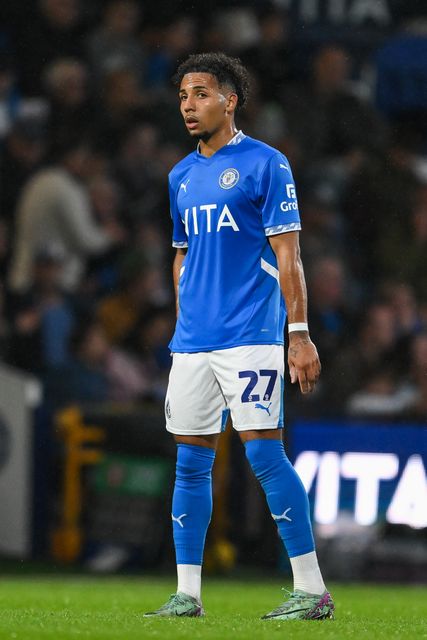 Odin Bailey of Stockport County during the Carabao Cup match Stockport County vs Blackburn Rovers at Edgeley Park Stadium, Stockport, United Kingdom, 13th August 2024

(Photo by Craig Thomas/News Images)