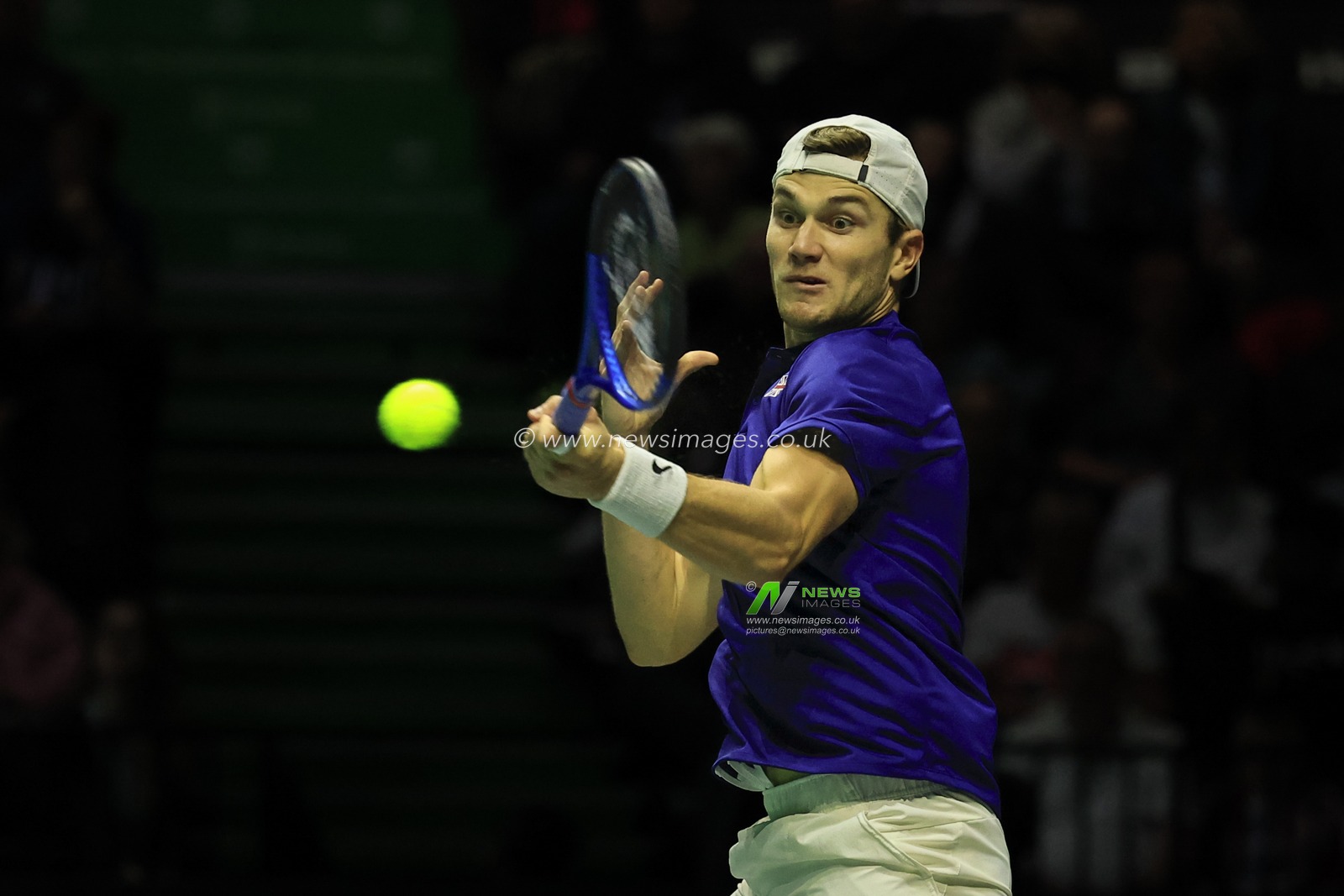 Jack Draper (GBR) in action during the Davis Cup match Great Britain vs Australia at Manchester AO Arena, Manchester, United Kingdom, 13th September 2023

(Photo by Conor Molloy/News Images)
