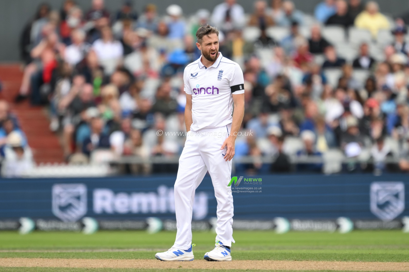 Chris Woakes of England during the England Men v Sri Lanka 1st Rothesay Test Match at Old Trafford, Manchester, United Kingdom, 20th August 2024

(Photo by Craig Thomas/News Images)