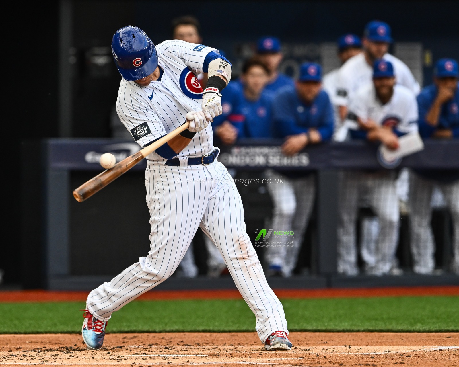 Yan Gomes #15 of the Chicago Cubs at bat during the 2023 MLB London Series match St. Louis Cardinals vs Chicago Cubs at London Stadium, London, United Kingdom, 24th June 2023

(Photo by Craig Thomas/News Images)