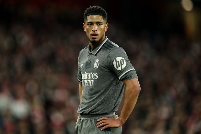 Jude Bellingham of Real Madrid looks on during the UEFA Champions League Quarter-finals match Arsenal vs Real Madrid at Emirates Stadium, London, United Kingdom, 8th April 2025

(Photo by Izzy Poles/News Images)