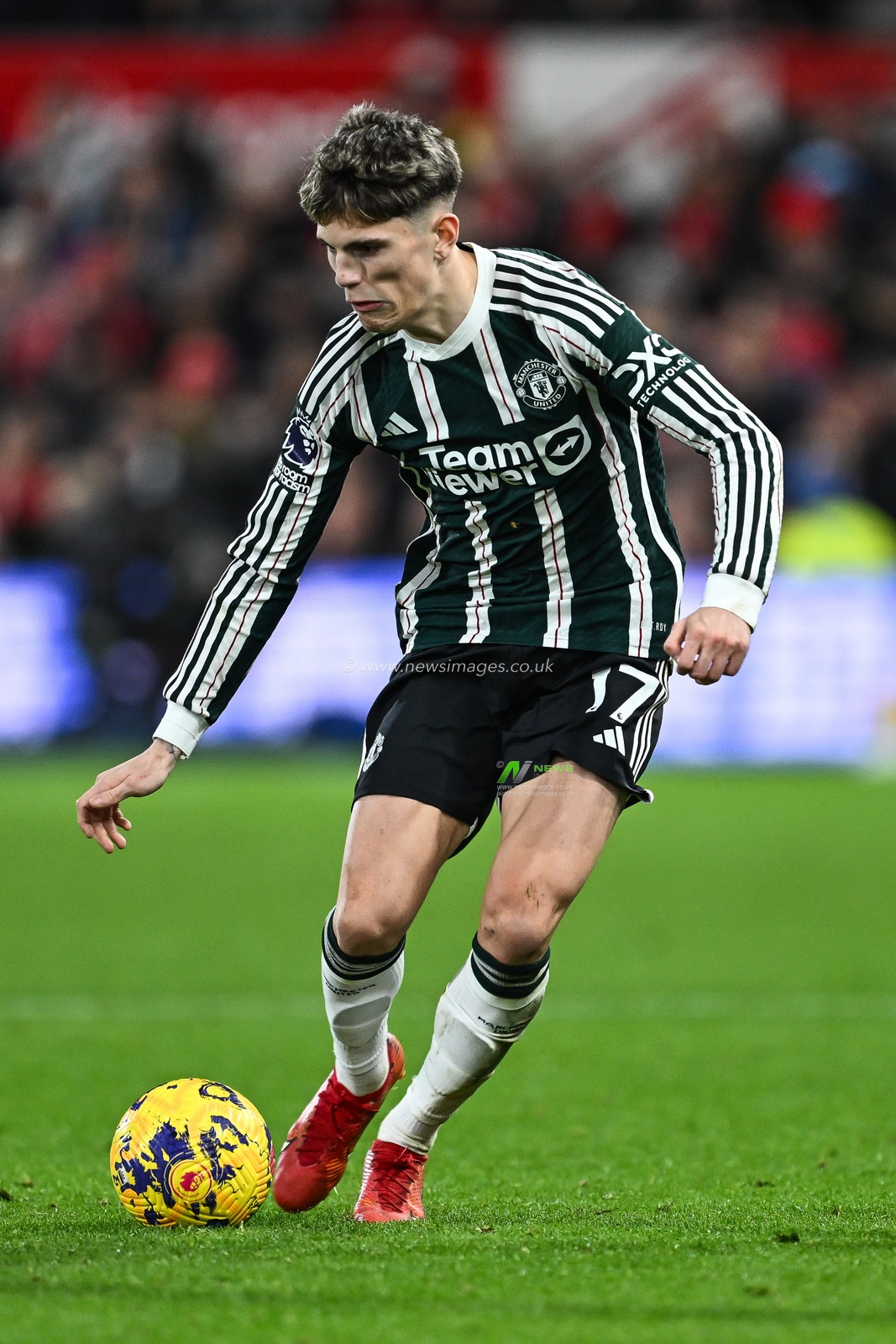 Alejandro Garnacho of Manchester United in action during the Premier League match Nottingham Forest vs Manchester United at City Ground, Nottingham, United Kingdom, 30th December 2023

(Photo by Craig Thomas/News Images)