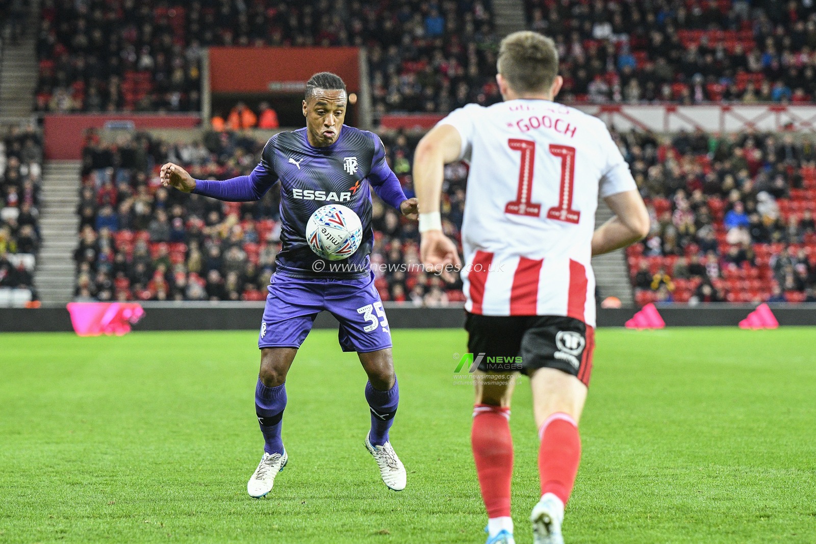 22nd October 2019, Stadium Of Light, Sunderland, England; Sky Bet League 1, Sunderland v Tranmere Rovers : Neil Danns of Tranmere Rovers controls the ball

Credit: Iam Burn/News Images