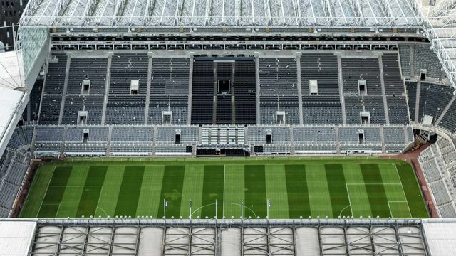 An aerial view of St James’ Park and the dugout during the Pre-season friendly match Newcastle United vs Espanyol at St. James's Park, Newcastle, United Kingdom, 8th August 2025

(Photo by Mark Cosgrove/News Images)