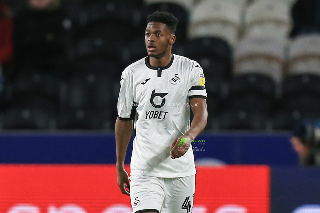 14th February 2020, KC Stadium, Kingston upon Hull, England; Sky Bet Championship, Hull City v Swansea City : Jordon Garrick (41) of Swansea City scorer of the third goal for Swansea